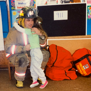 Dad visiting my Kindergarten class to talk about fire safety