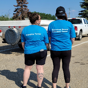 My daughter and neice walking in memory of their grandmothers