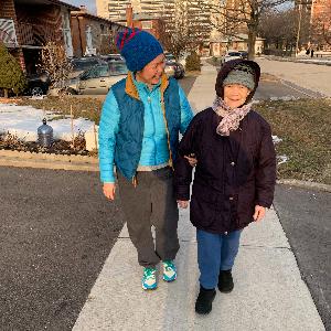 mom and I on a walk around her neighbourhood