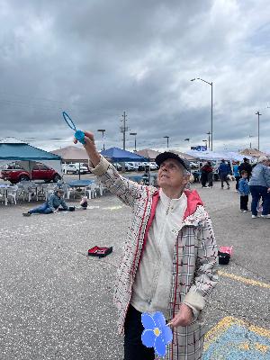Bubbles, sidewalk art, socializing and walking. What could be more fun!