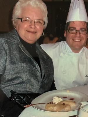 My grandmother enjoying dessert in The Lucy Maud Dining Room at The Culinary Institute of Canada.